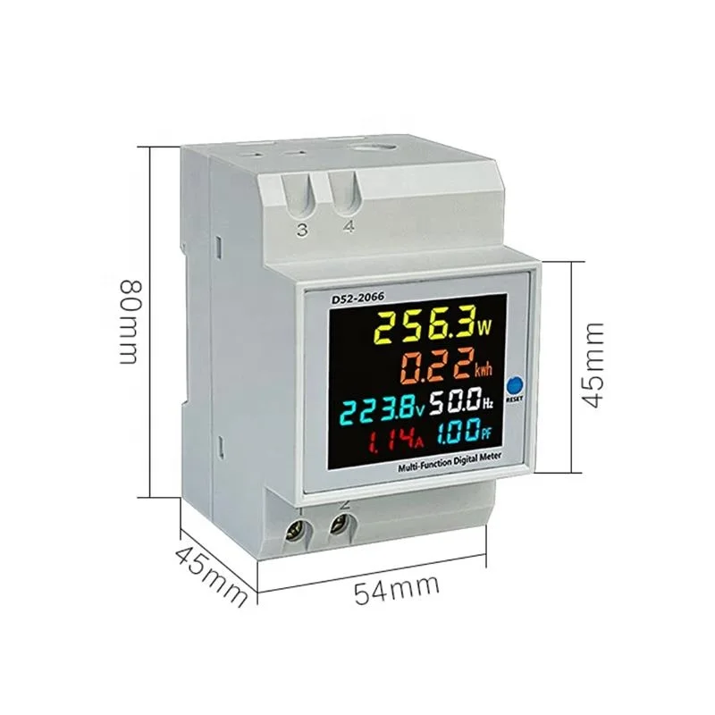 6 IN 1 Display Smart Meter Din Rail AC Monitor Voltage Current Power Factor Active KWH Electric Energy Frequency Meter D52-2066