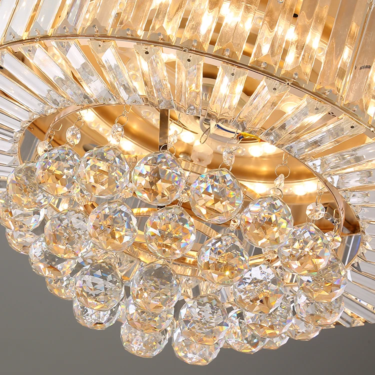 Remote Control Light Living Room Modern Crystal Retractable Blades Ceiling Chandelier With Fan