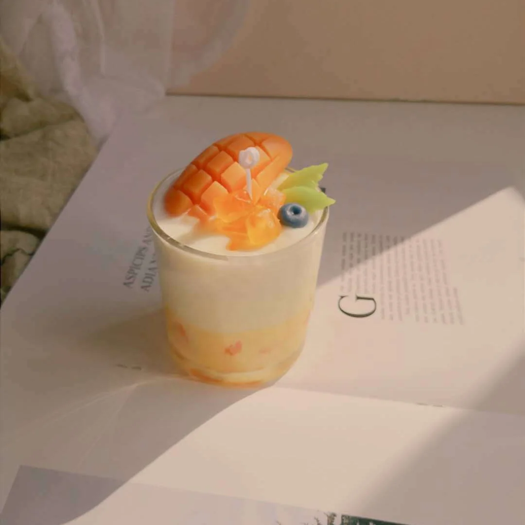Hot sale Novelty ice Mango drink DIY soy wax scented candle for gift home decoration candle oil scents