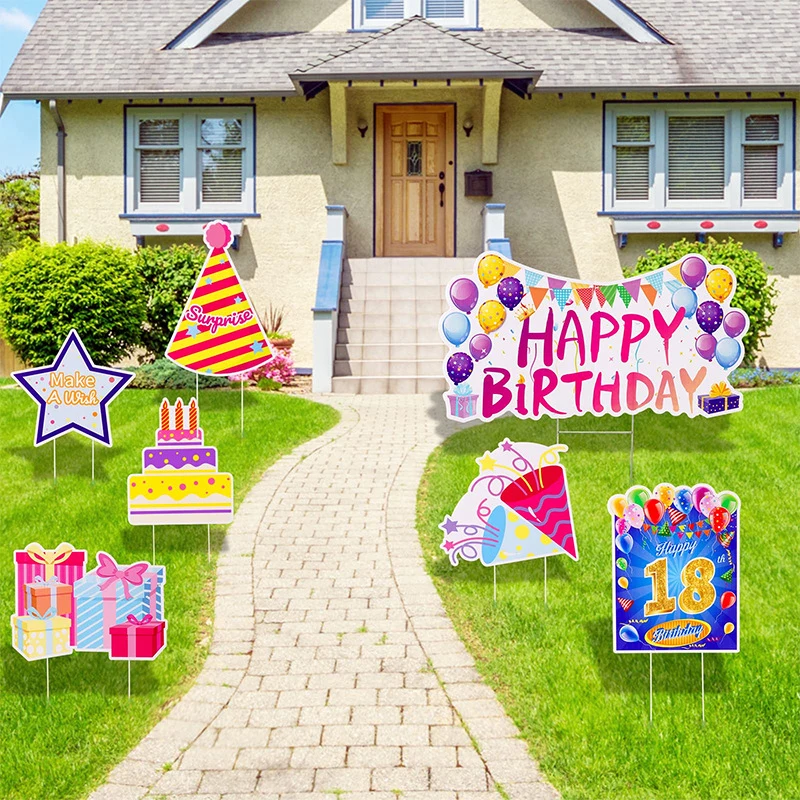 Custom Size Advertising Printed Lawn Letters Holiday Yard Signs Corrugated Plastic Signs Happy Birthday Letters Yard Sign