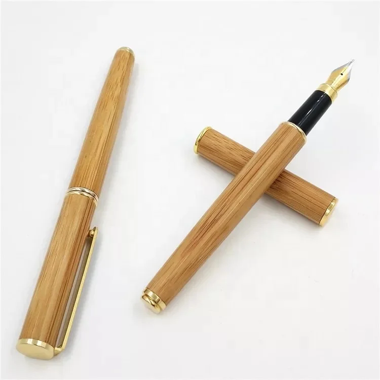 
Grade A Quality Luxury Laser Engraving Logo Promotional Gifts Natural Bamboo Wood Wooden Fountain Pen 
