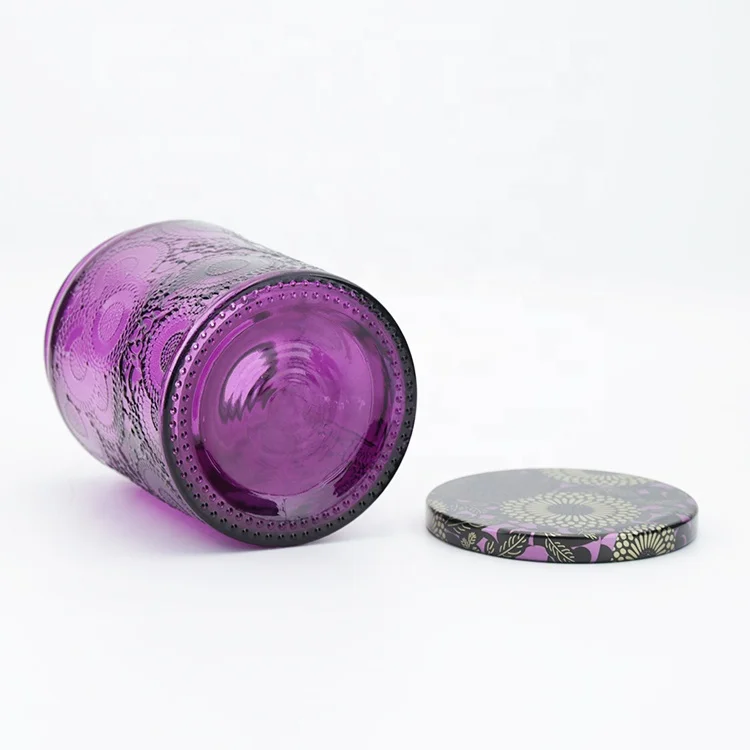 Wholesale empty 8 oz 240 ml clear glass candle jars container vessel with metal lids for scented candle making