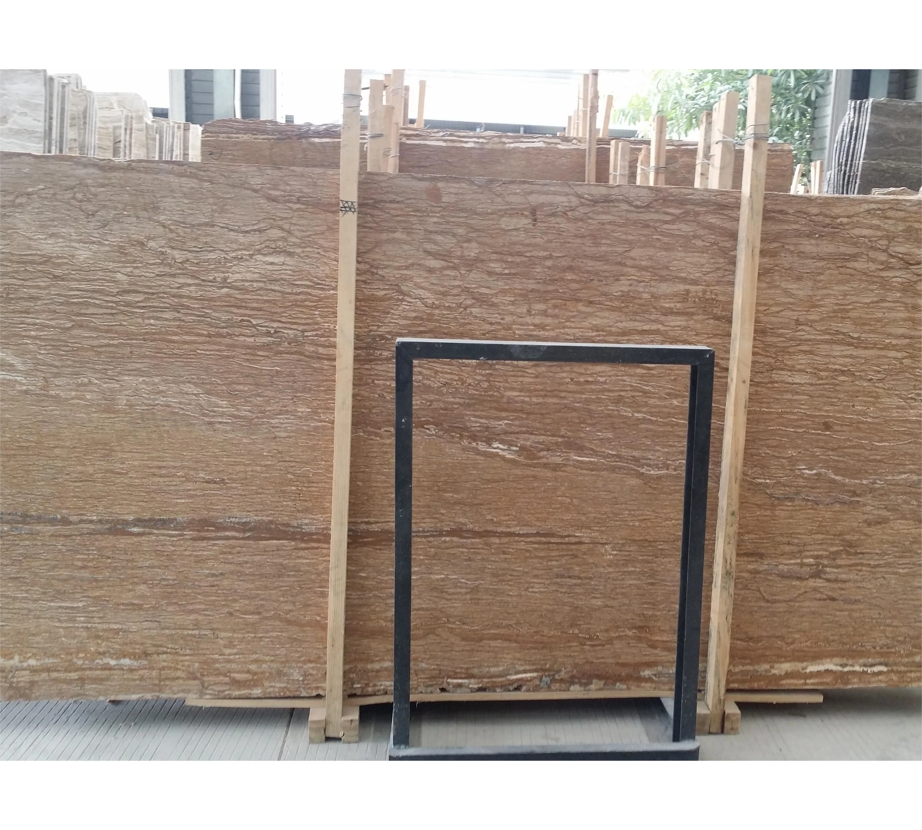 SHIHUI Factory-Sourced Travertine Slab Modern Polished Hotels Stone with Brown Vein Cut Honed Hot Selling for Wholesales