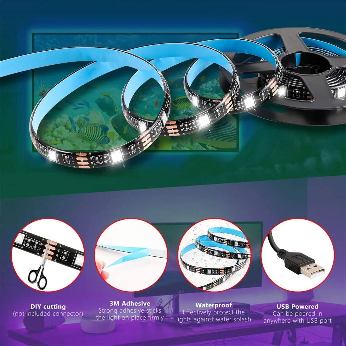 Светодиодная лента с синими зубами 5 В 5050 2835 USB