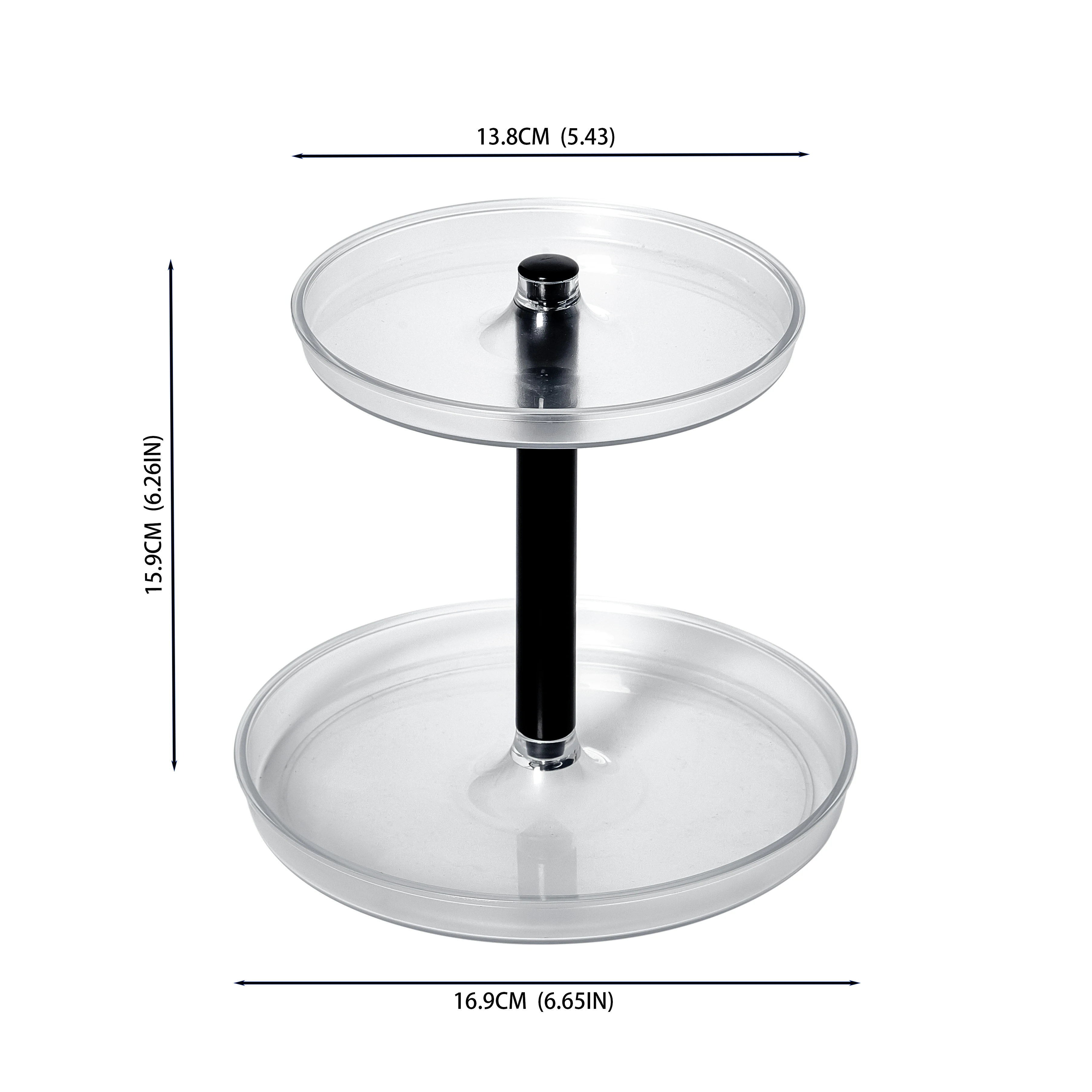 Wholesale Plastic Girls Bathroom Desktop Cosmetic Storage Double-layer Tray Round Shelf Jewelry Rack