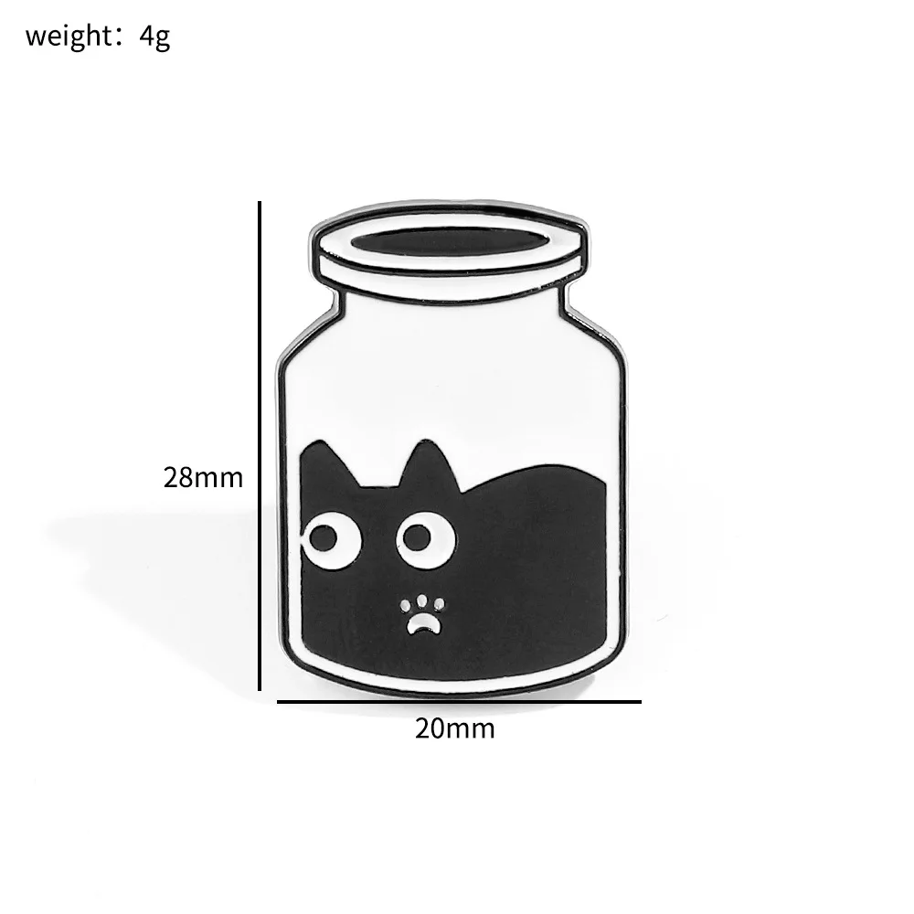 Wholesale Cute Cartoon Creative Personality Small Black Cat Brooch Liquid Ink Cat Alloy Bag Accessories