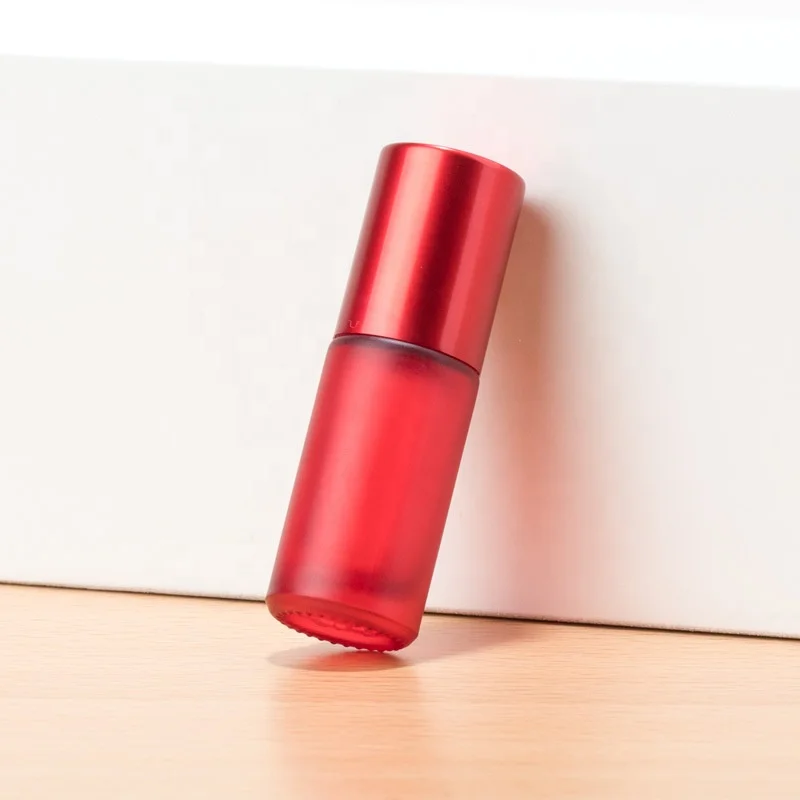 Wholesale 5 10 ml heavy wall thick bottom perfume black bottle red green roller glass bottle for essential oil