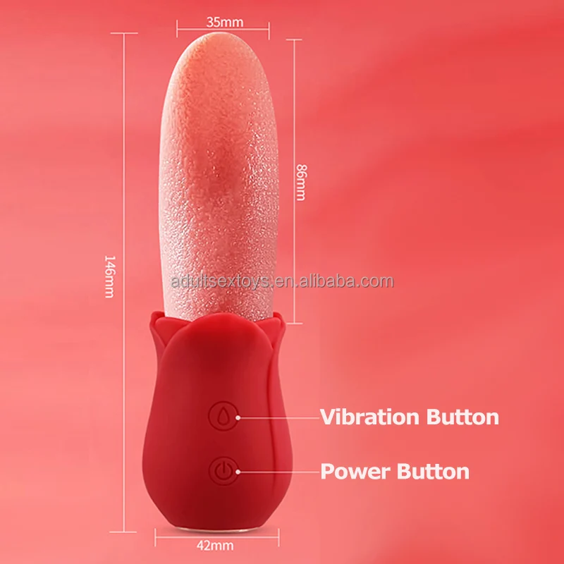 Powerful Licking Rose Tongue Vibrator Massage Clit Nipple Long Pink Vibrating Tongue Vibrator for Woman