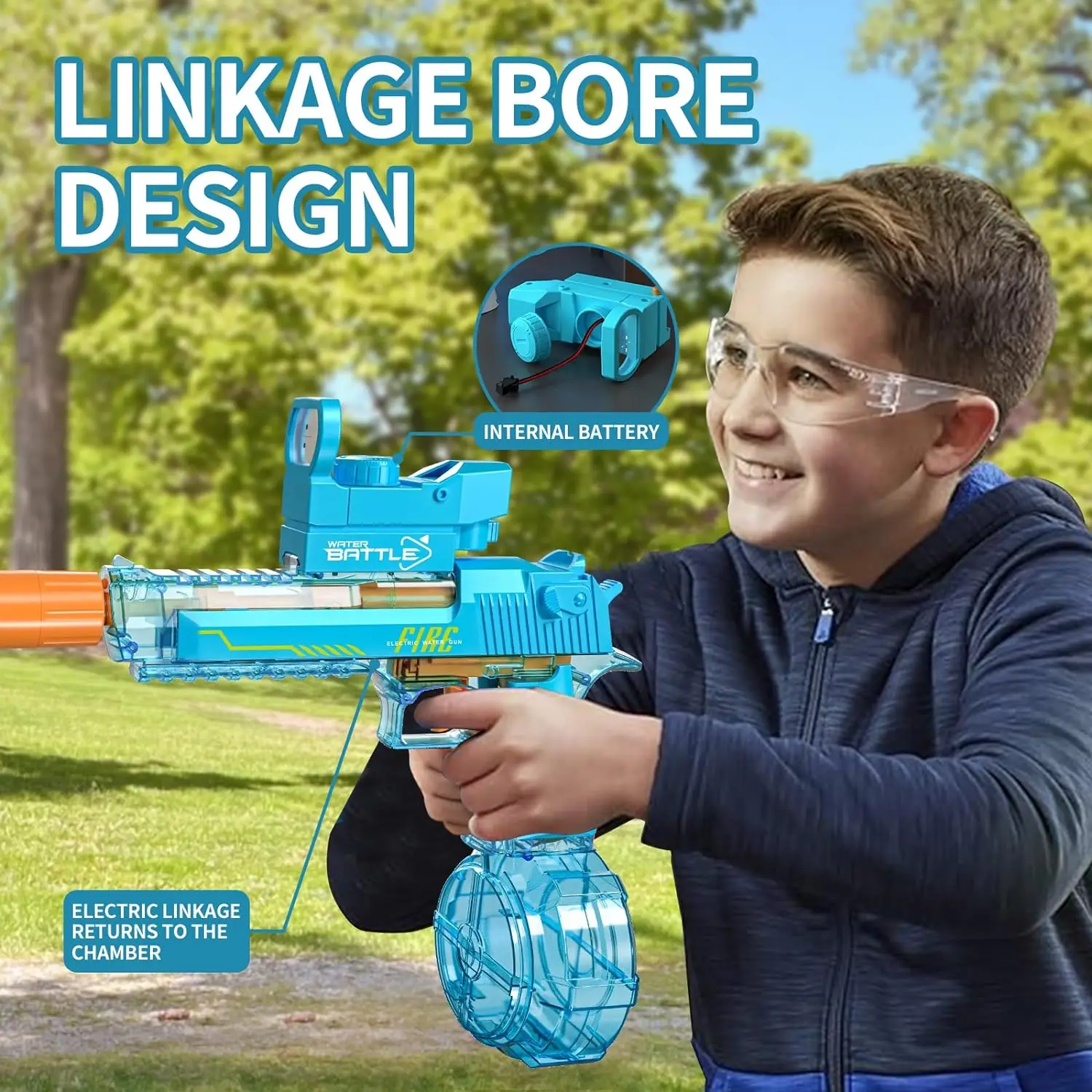 Powerful Automatic Water Ball Guns LED Lights Kids Summer Outdoor Party Gifts Electric Glock Pistol Plastic Electric Bubbles