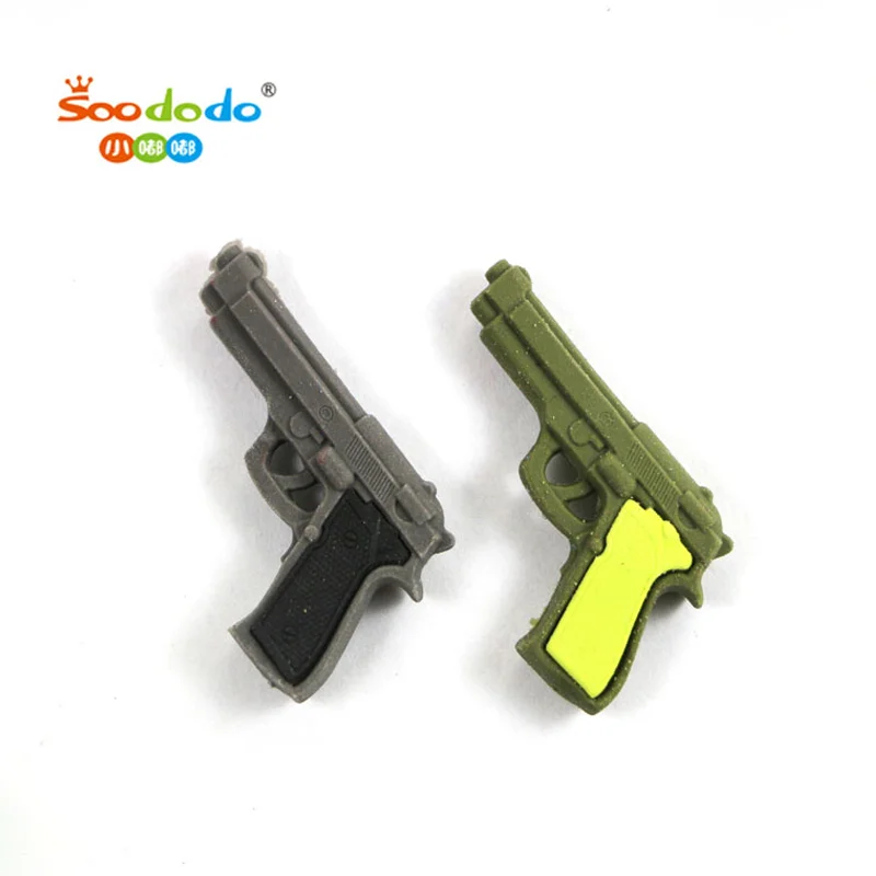 Soododo Wholesale Promotional Eraser Custom Logo Puzzle 3D Jumbo Gun Shaped Pencil Eraser