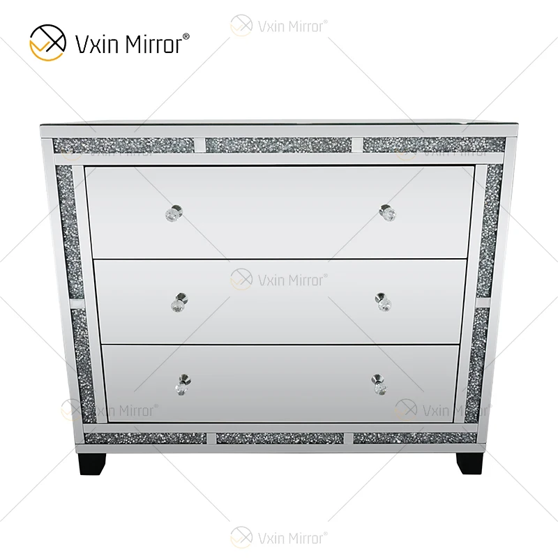 
 Домашний декор WXF-856 серебро измельченной бриллиантовой мироред шкаф для кухонных шкафов с Мути выдвижными ящиками  