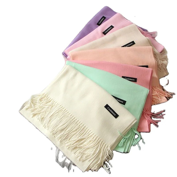 Solid Color Women Scarf Winter Hijabs Tassels Long Shawls Cashmere Pashmina Wraps Scarves