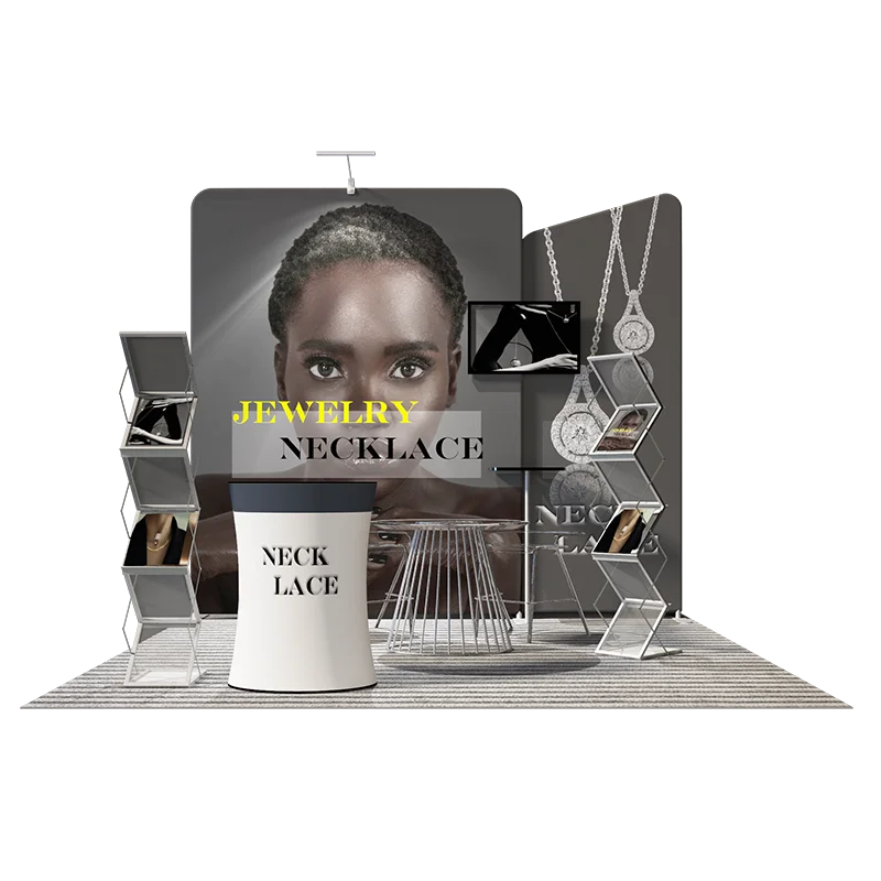 aluminum stand display trade show booth event booth circular hanging banner 10ft curved wall partition