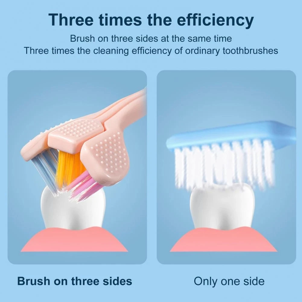 360 degree three side soft bristle toothbrush oral care safety teeth deep cleaning portable travel toothbrush
