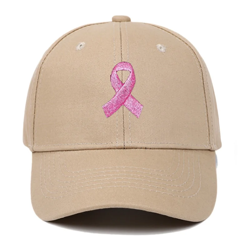 6 Panel Cotton Embroidery Baseball Cap Breast Cancer Awareness Hats