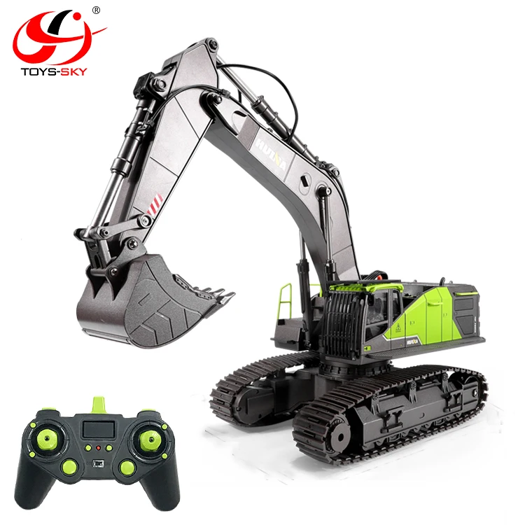 Huina 593 1593 1:14 RC Excavator Metal 22CH Green Remote Control Truck Toys for Boys