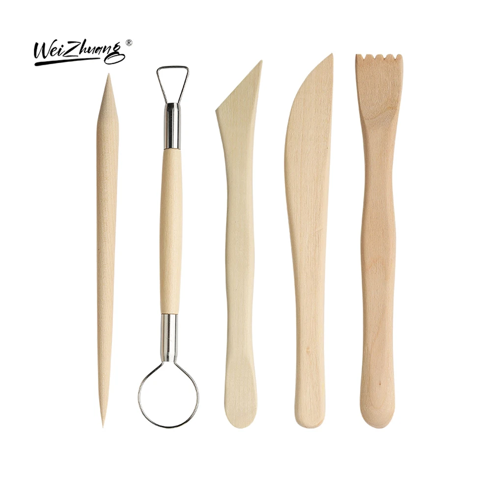 Professional 5-piece Set DIY Clay Knife Soft Pottery Sculpture Clay Tools Wood Carving Tools Chisels Wood Modeling Tools Kit