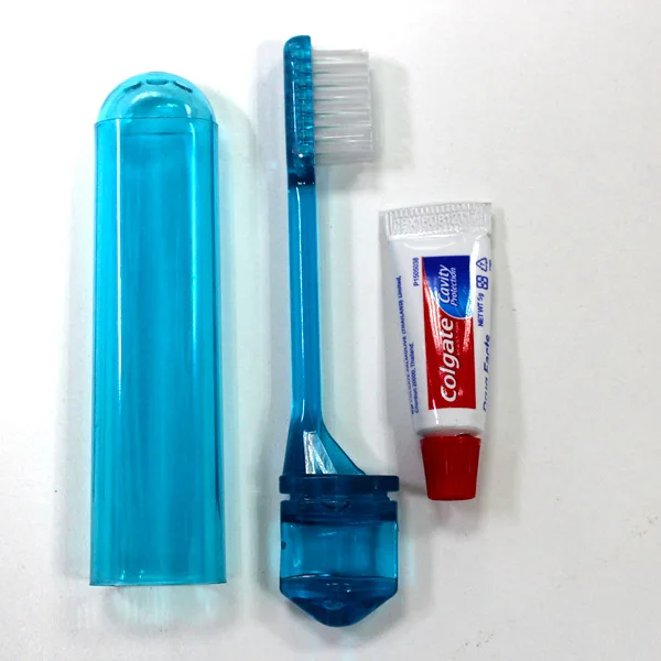 Foldable Travel Size Toothbrush with Toothpaste inside soft nylon bristle toothbrush