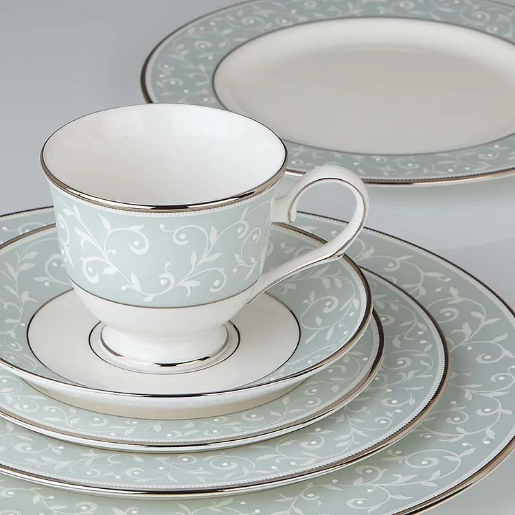 Tangshan Factory  Blue  New  Fine Bone China Porcelain 5pcs Dinner Sets For 1 Person
