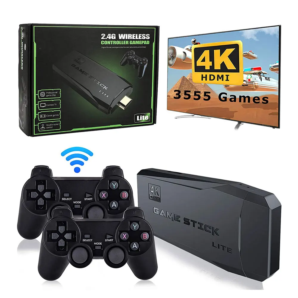 Newest 32g 64g wireless mini gamepad arcade consola lite retro M8 4k TV hd video retro game box console stick m8