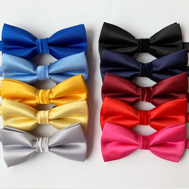 Most Popular Novelty Mens Bowtie Polyester Solid Color Bow Tie for Men