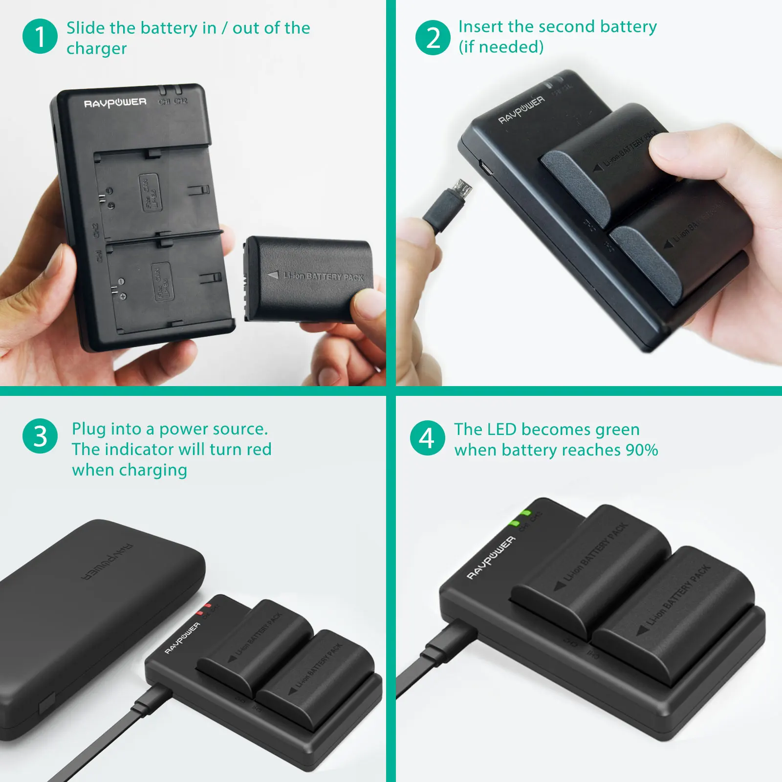 RAVPower RP-BC003 LP-E6 charger camera With camera battery Suitable for all kinds of cameras