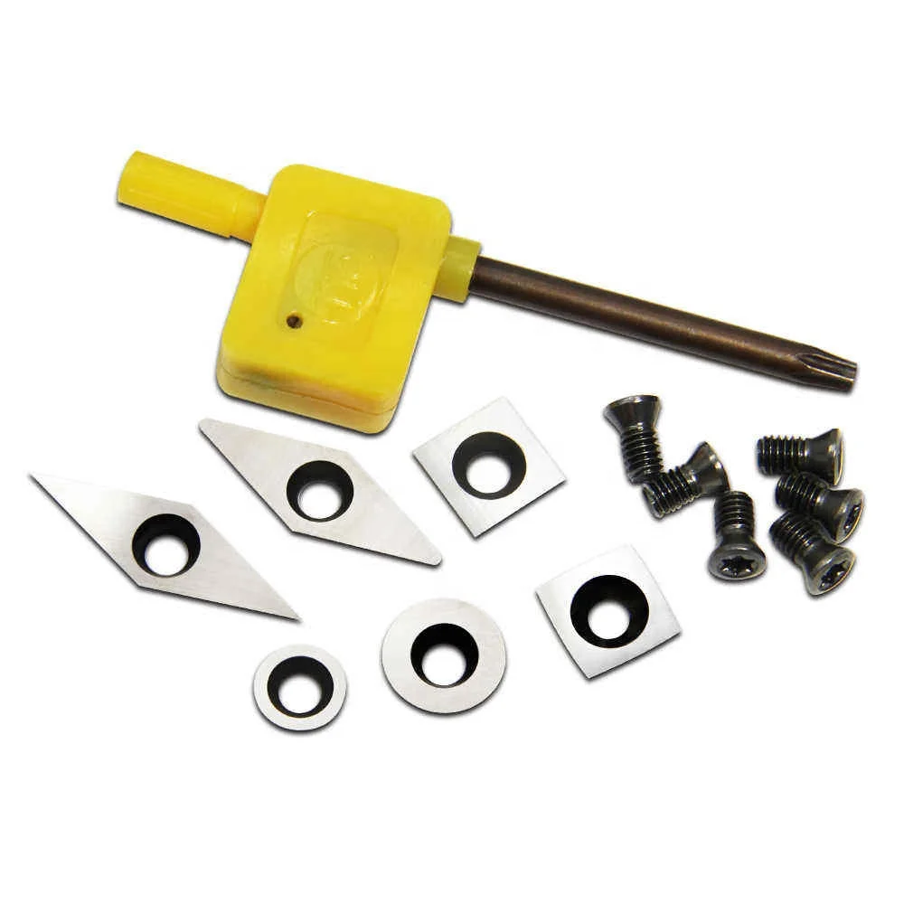 Carbide Inserts Milling Cutters Set Replacement Round Square Diamond For Woodturning Tools Wood Turning Lathe Accessories