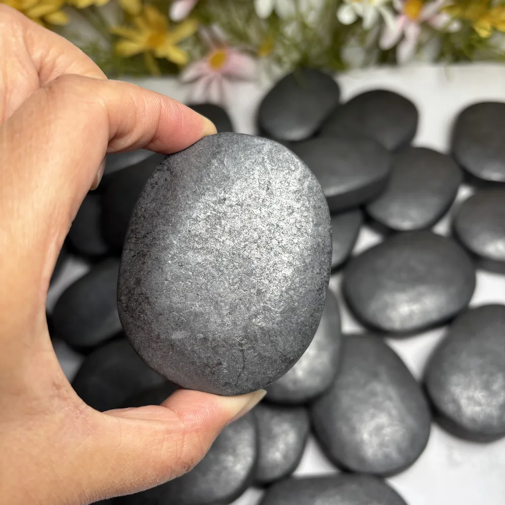 Rare Materials Natural Healing Gemstones Polished Shungite Palm Stone Crystal Crafts For Collection