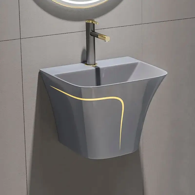 Grey Color Combined Wc Ceramic Sanitary Ware Wall Hung Basin Bathroom Toilet And Sink Sets