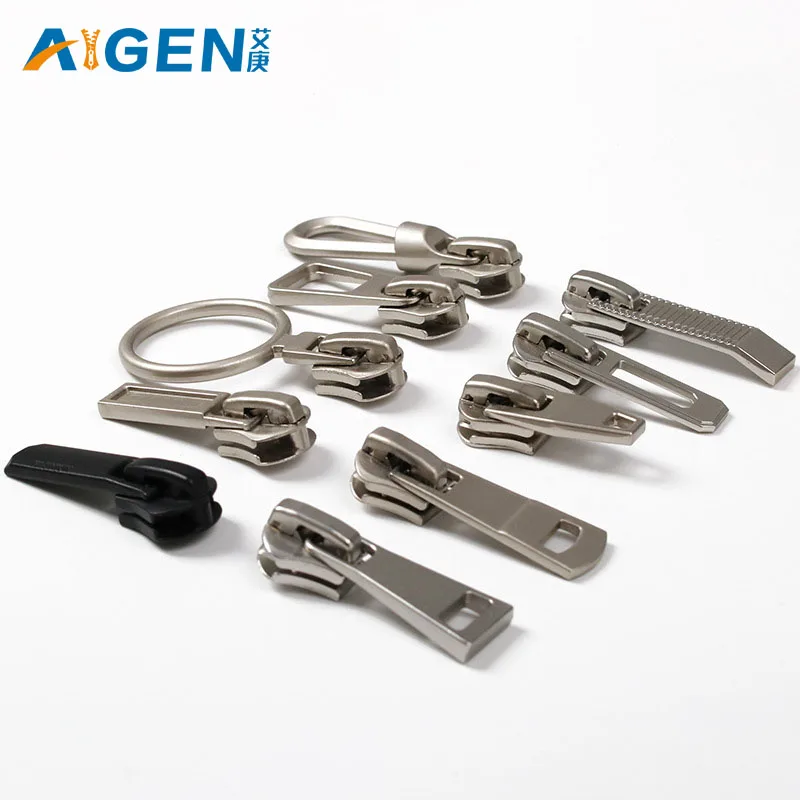AIGEN, оптовая продажа, 8 # заводской персональный Реверсивный серебристый металлический съемник молнии, ползунок для сумок