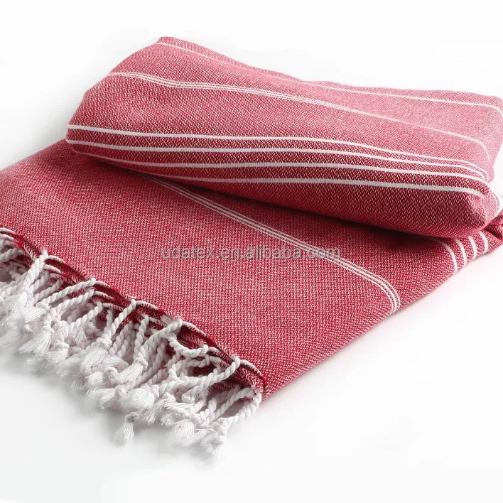 Red Turkish towel cotton tassel