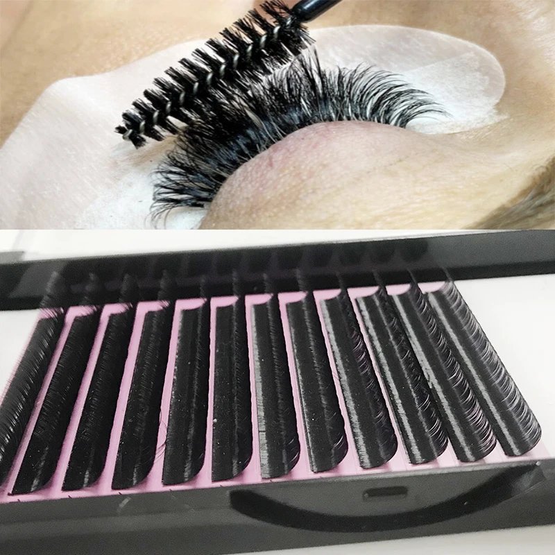 Wholesale lash tray private label 3D auto fan faux mink russian volume lash extension 0.02 0.05 cashmere 20 mm