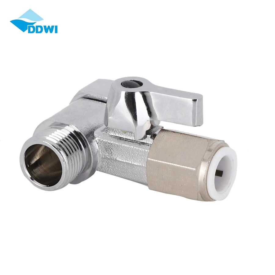 Professional Manufacturer Ro Feed Water Adapter Water Purifier Fitting Brass Angle Ball Valve
