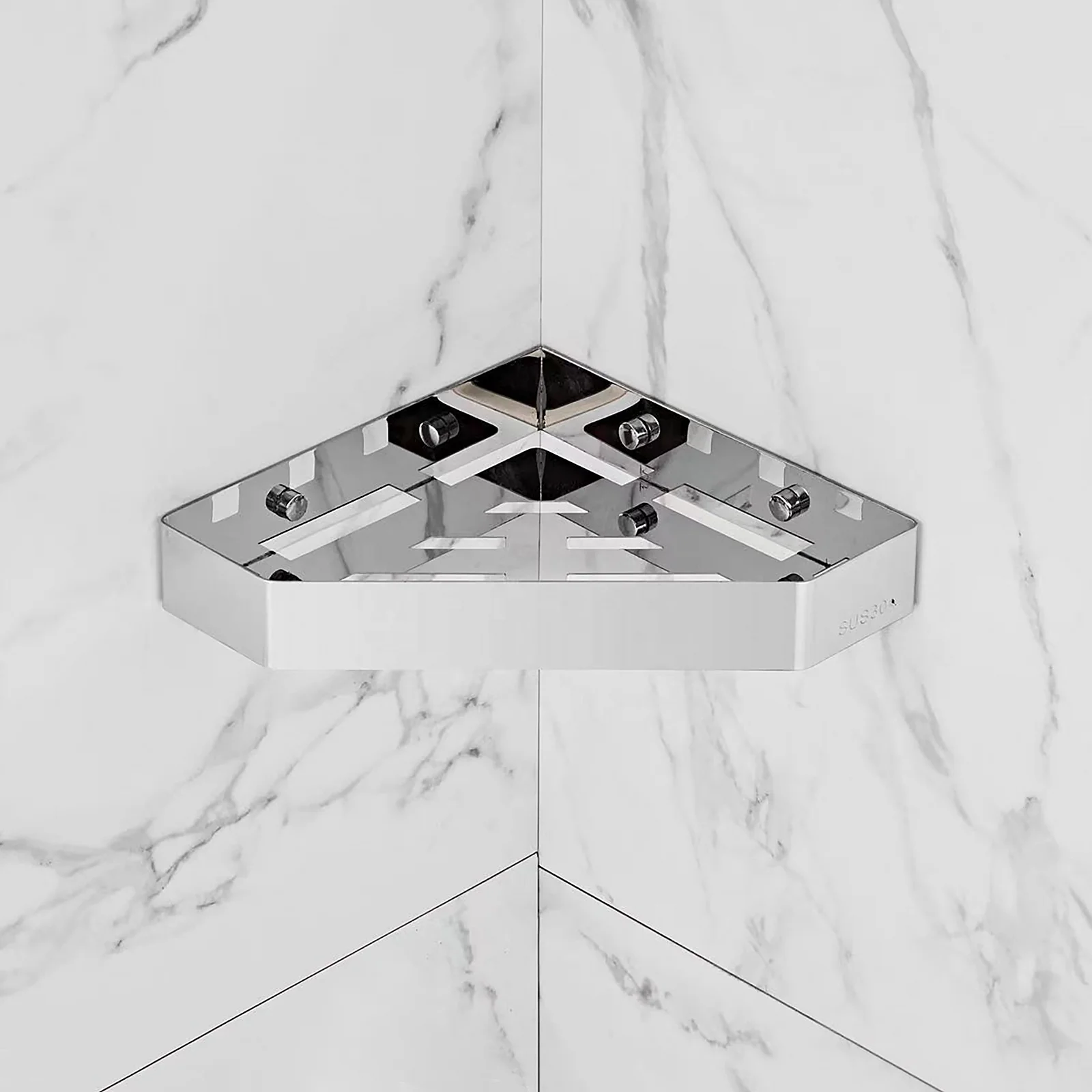 High Quality Modern Bathroom Corner Shelf Black 403 Stainless Steel Bathroom Accessories Metal Double Layer Corner Shelf