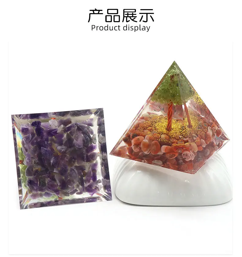 Custom Polished Amethyst Crystal Resin Pyramid Folk Crafts Gemstone for Feng Shui Spiritual Gift Fashionable Resin Pyramid