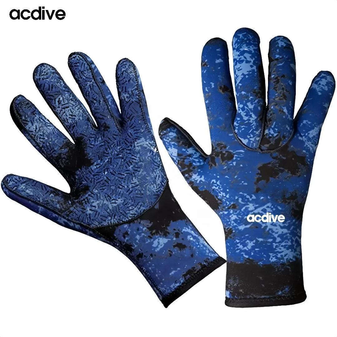 Professional Customized Camouflage 3mm Full Finger Hunting Spearfishing Scuba Diving Neoprene Anti-Slip Gloves