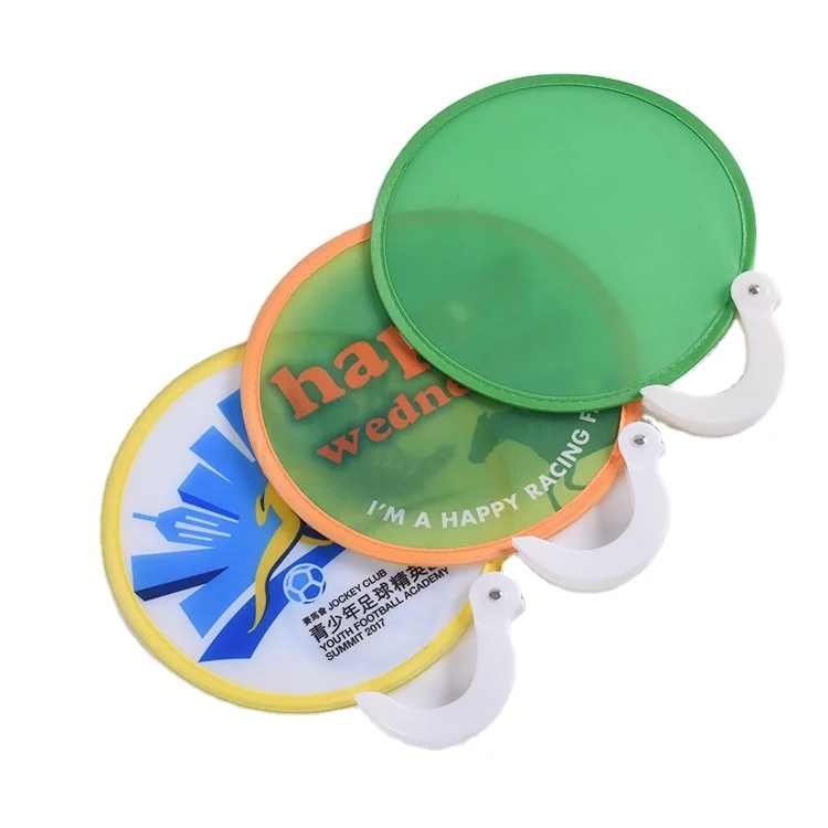 Custom printed nylon circular folding hand fan frisbeee fan promotional advertising Flying Disc