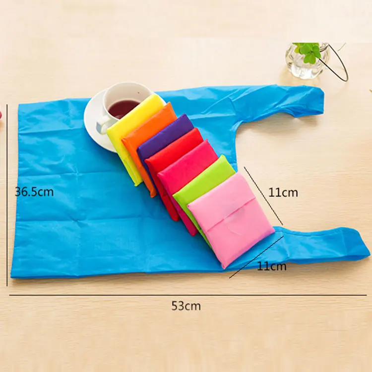 Promotional Customize Small Polyester Nylon Foldable Folding Shopping Bags With Logos