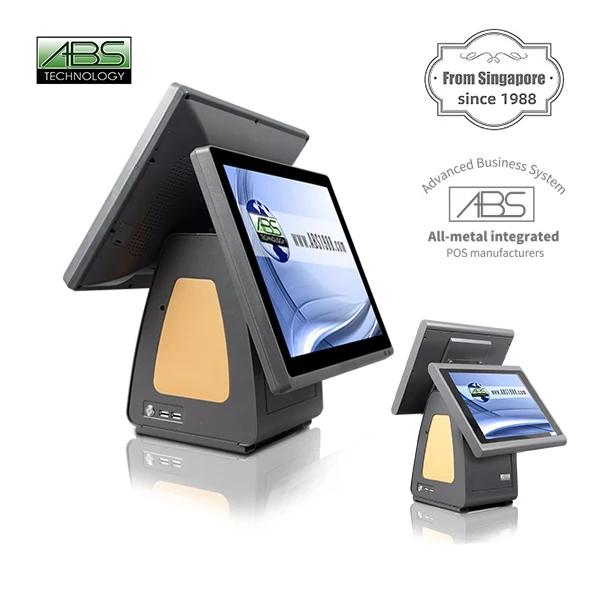Small to Medium-Sized POS Cash Register Terminal with 15-inch Touch Screen Customer-Facing Display