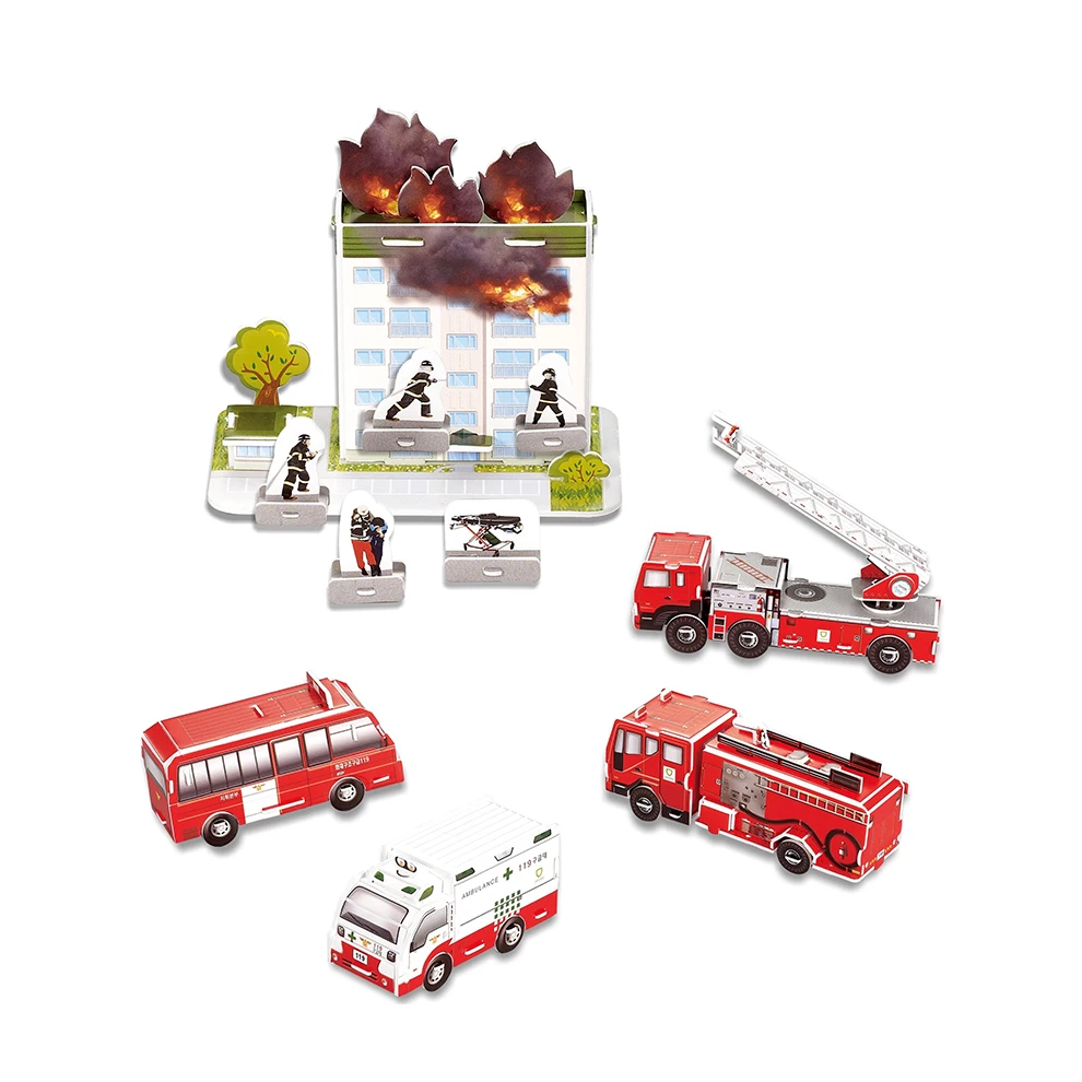 Foam Paper Model DIY Assemble Toy 3D Puzzle Fire Truck With 119PCS/BOX