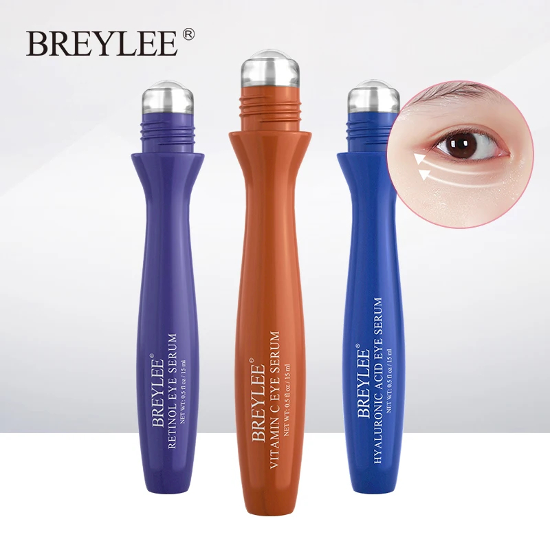 BREYLEE Anti Aging Hyaluronic Acid Vitamin C Retinol Eye Roller Serum For Dark Circles