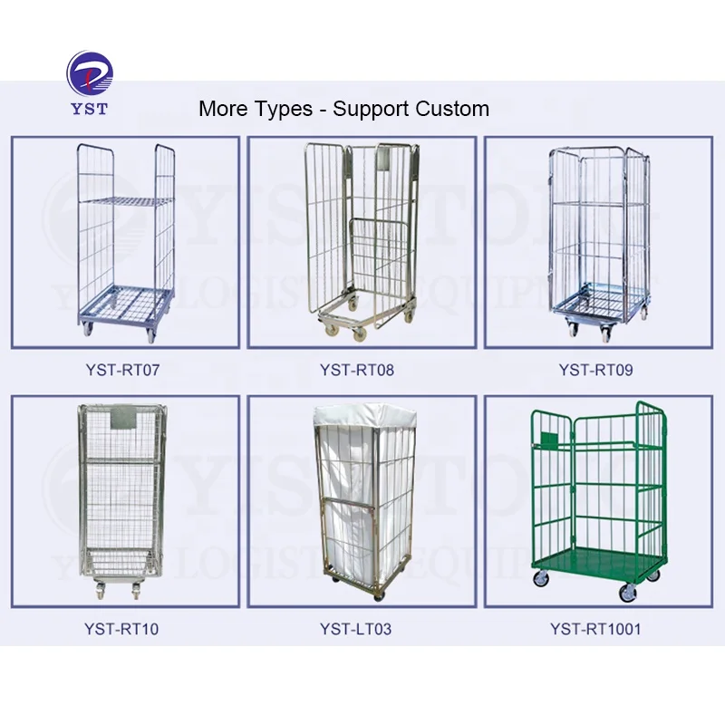 Warehouse foldable nesting metal wire mesh collapsible steel roll pallet container