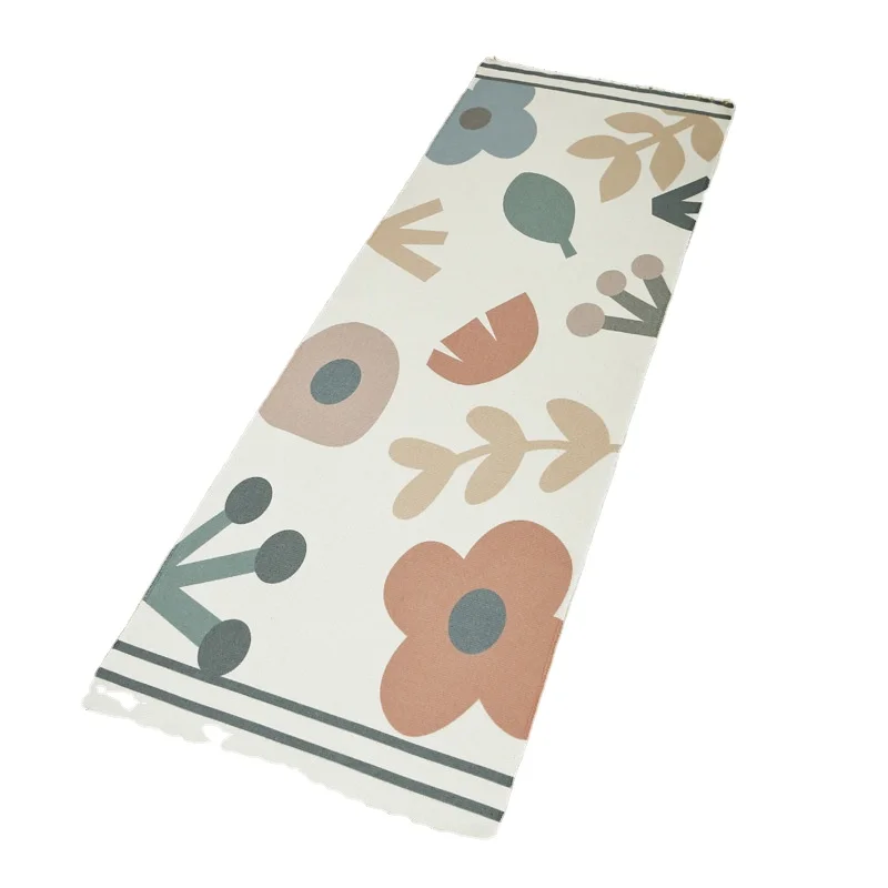 Flower design mat cotton and linen woven floor mat home decor living room carpet