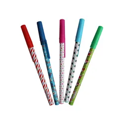 Рождественский узор, чернильные ручки 5ct с праздничным принтом, дешевые пластиковые шариковые ручки