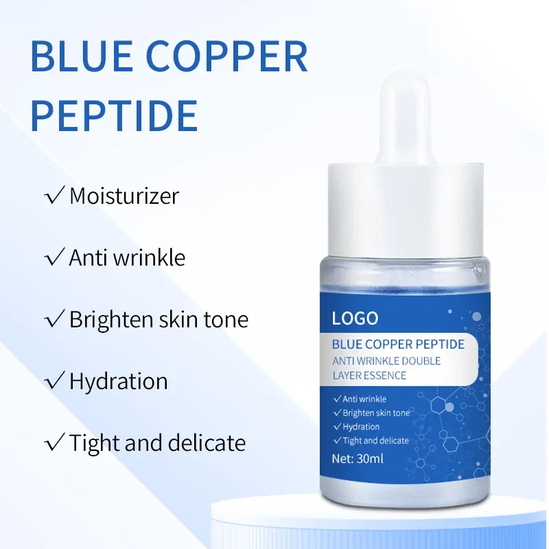 Private Label Daily Skin Care Serum Anti Wrinkle Blue Copper Peptide Face Care Collagen Serum