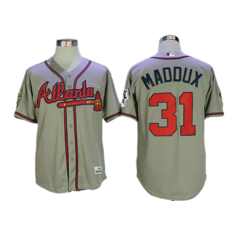 Atlanta 1995 WS Brave Jersey Bobby Cox Javy Lopez Chipper Jones David Justice John Smoltz Greg 31 Maddux Tom Glavine Jersey