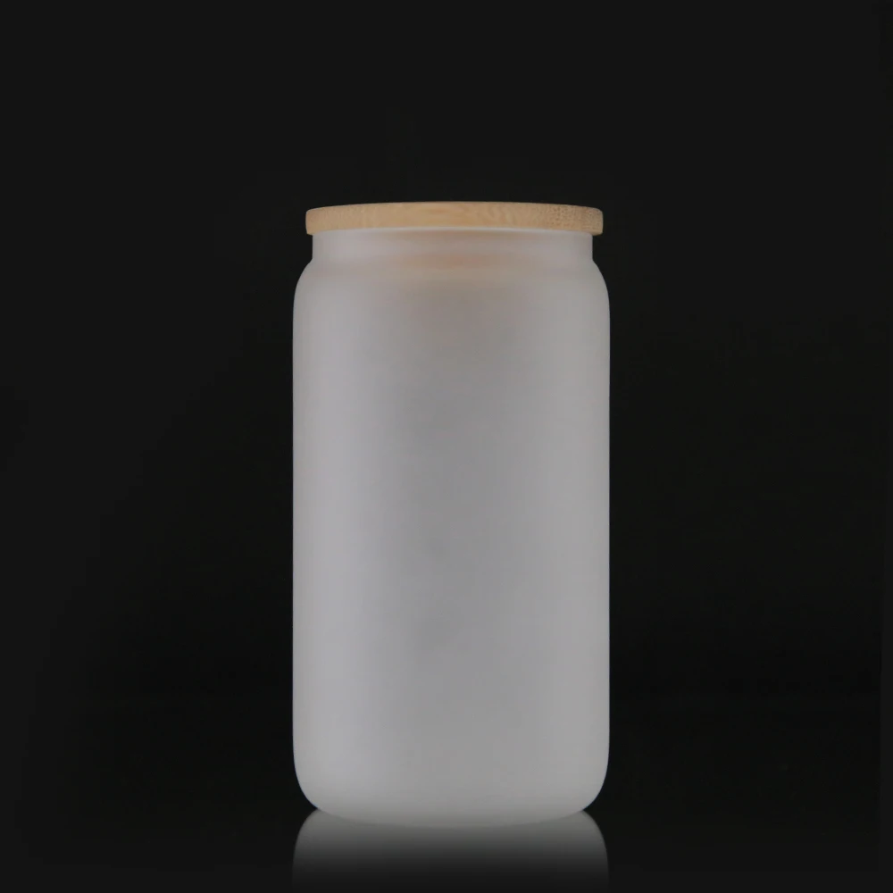 Hot Sale USA Warehouse Stocked 12oz 16oz Sublimation iced coffee beer soda can Glass Cups  With bamboo lid and straw