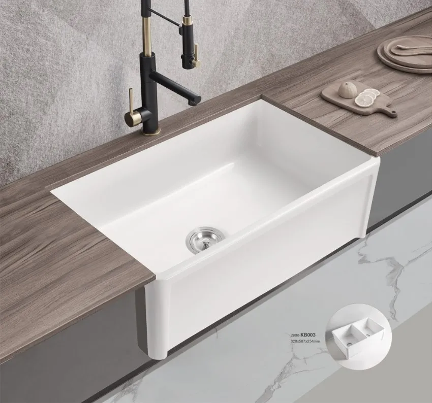 New Deep Single Bowl undermounted kitchen cabinet White Fireclay living room Sink Apron Front Ceramic Kitchen Sink
