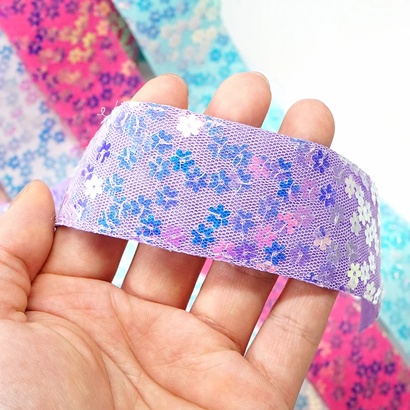 3 дюйма 75mm изготовленная на заказ сетка сливы с пайетками и лентами для подарочная упаковка Большие Рулоны