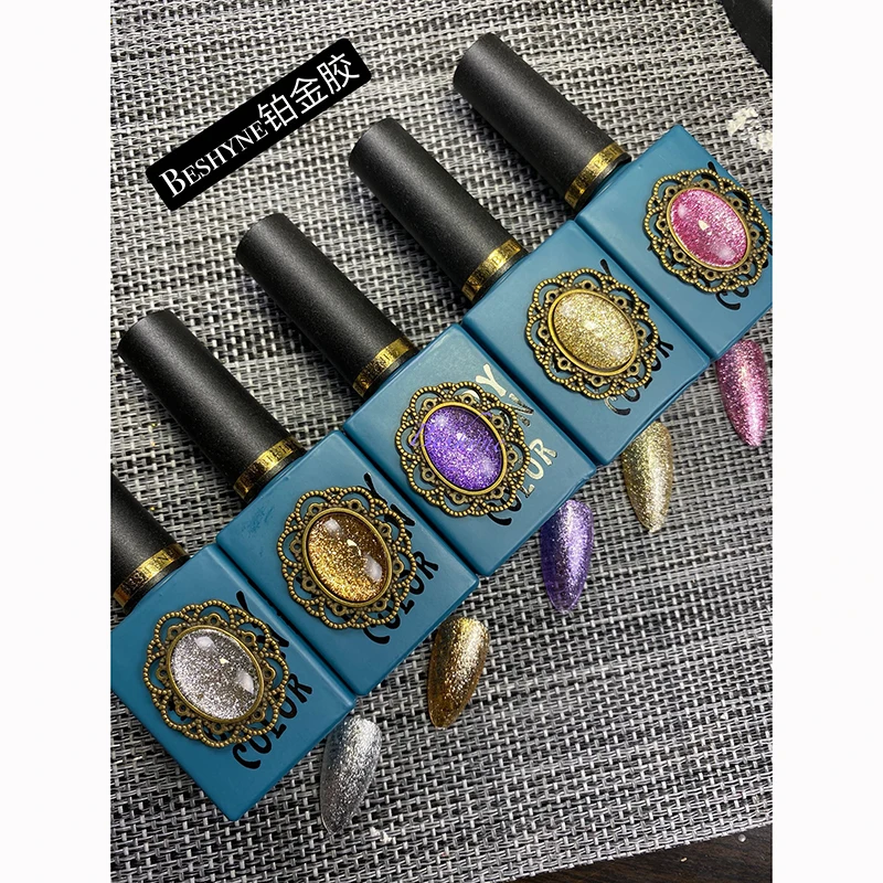 High Quality nail supplies Led Art Color Soak Off Uv Nail Gel Polish Metal Metallic Platinum Gel Nail Gel Polish